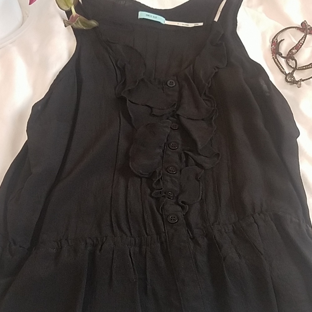 Urban Outfitters Black Ruffled Blouse Tank